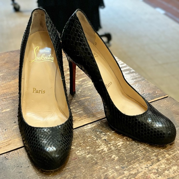 Christian Louboutin Black Python Pumps